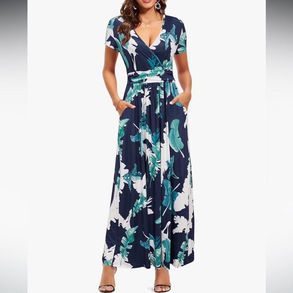 Ouges V-Neck Patterned Pocket Maxi Dress Size 3x … - image 4